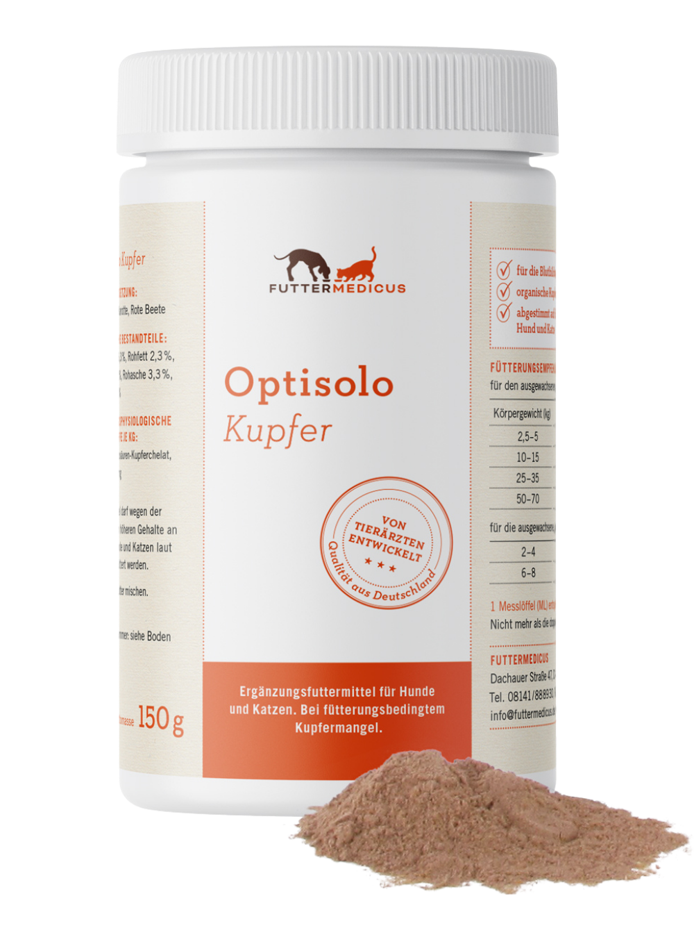 Optisolo Kupfer Ergänzungsfuttermittel 150g bei Futter24