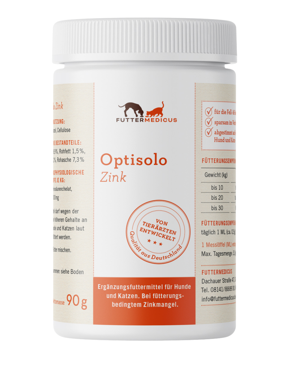 Optisolo Zink 90g Ergänzungsfuttermittel bei Futter24