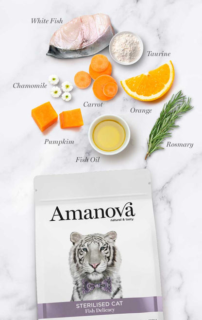 Amanova Adult Sterilised Fish Delicacy Katzenfutter mit weissem Fisch bei Futter24