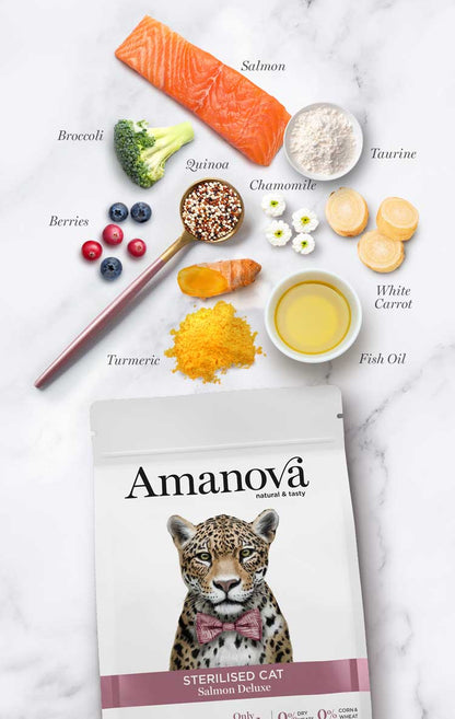 Amanova Adult Sterilised Salmon Deluxe Katzenfutter mit Lachs bei Futter24