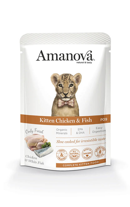 Amanova Kitten Chicken und Fish Katzen-Nassfutter mit Huhn und weissem Fisch bei Futter24
