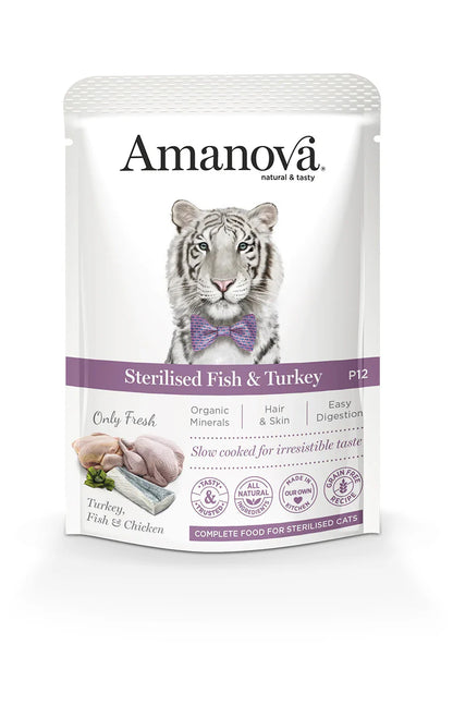 Amanova Adult Sterilised Fish und Turkey Katzen-Nassfutter bei Futter24