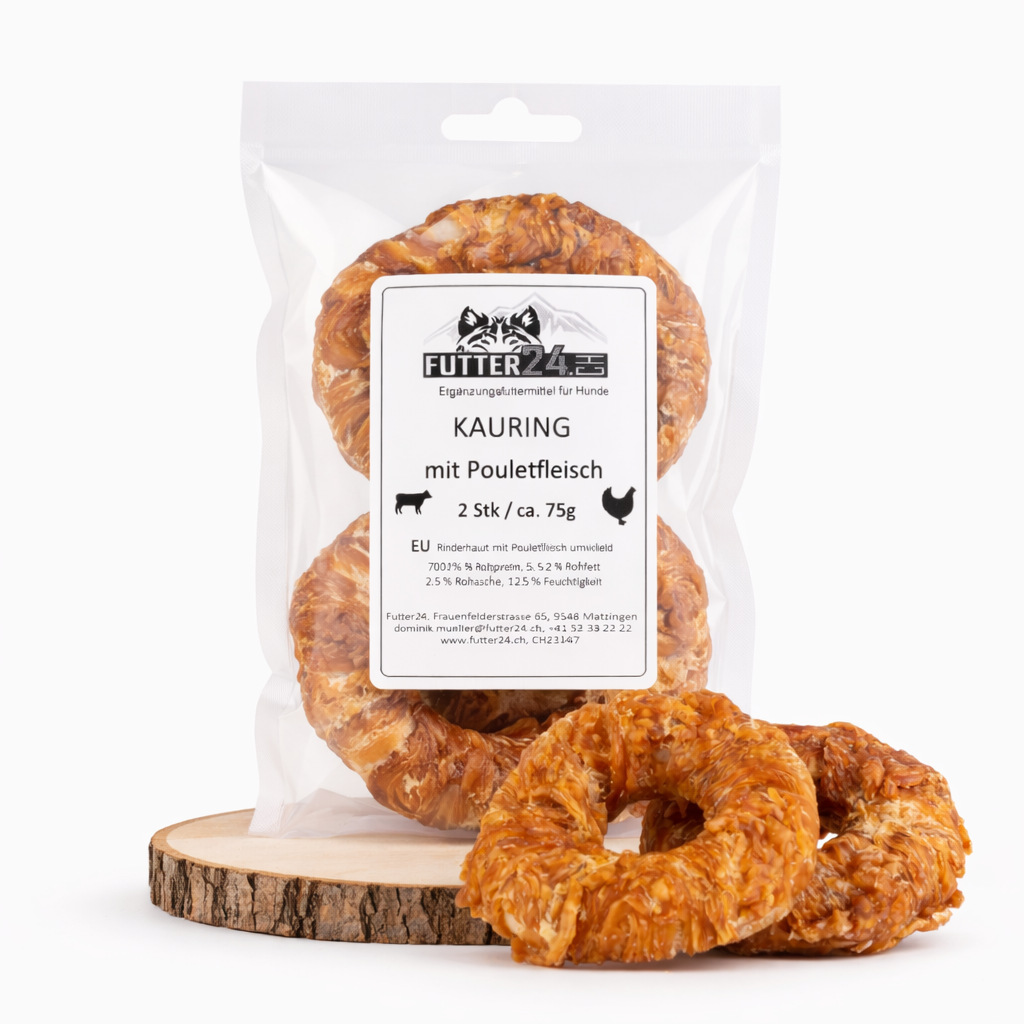 Futter24 Kauring mit Pouletfleisch natürlicher Hundesnack bei Futter24