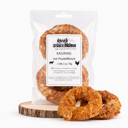 Futter24 Kauring mit Pouletfleisch natürlicher Hundesnack bei Futter24