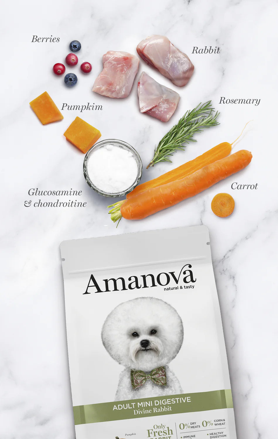 Amanova Adult Mini Digestive Divine Rabbit Hundefutter mit Kaninchen bei Futter24