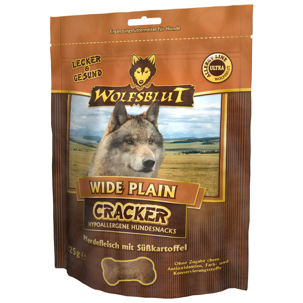 Wolfsblut Wide Plain Cracker Snack mit Pferdefleisch und Süsskartoffel 225g bei Futter24