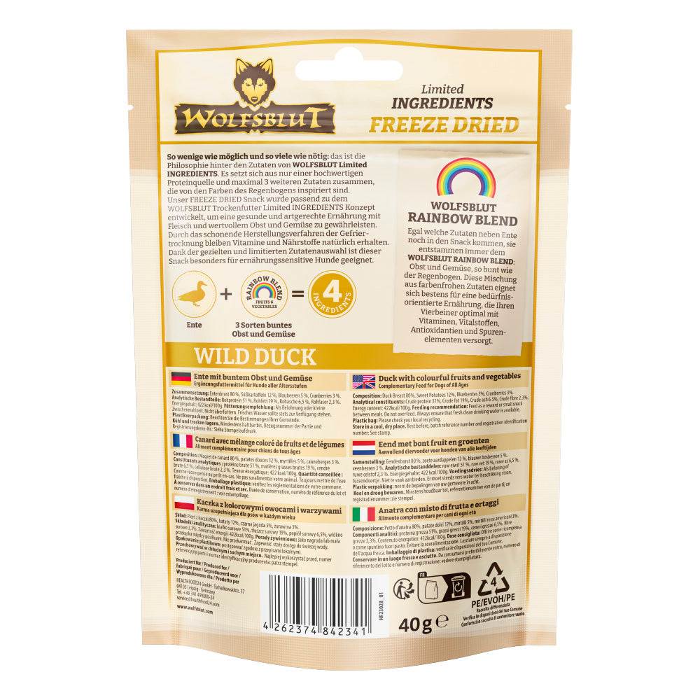 Wolfsblut Limited Ingredients Freeze Dried Wild Duck 40g bei Futter24