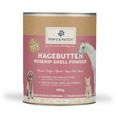 PAWS & PATCH Hagebuttenschalen Pulver 250g für Hunde, Katzen und Pferde