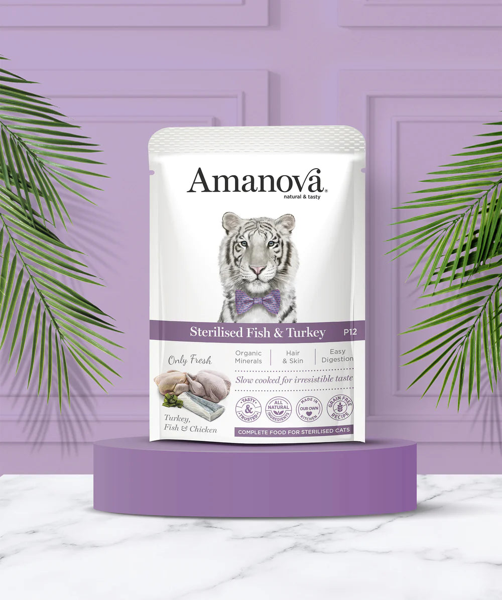Amanova Adult Sterilised Fish und Turkey Katzen-Nassfutter bei Futter24