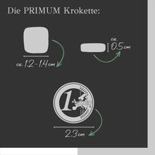 Krokettengrösse Primum Puppy Soft Huhn mit Kartoffel – ca. 1,2–1,4 cm breit und 0,5 cm hoch