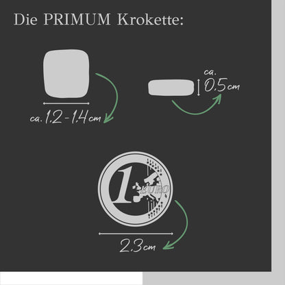 Krokettengrösse Primum Puppy Soft Huhn mit Kartoffel – ca. 1,2–1,4 cm breit und 0,5 cm hoch