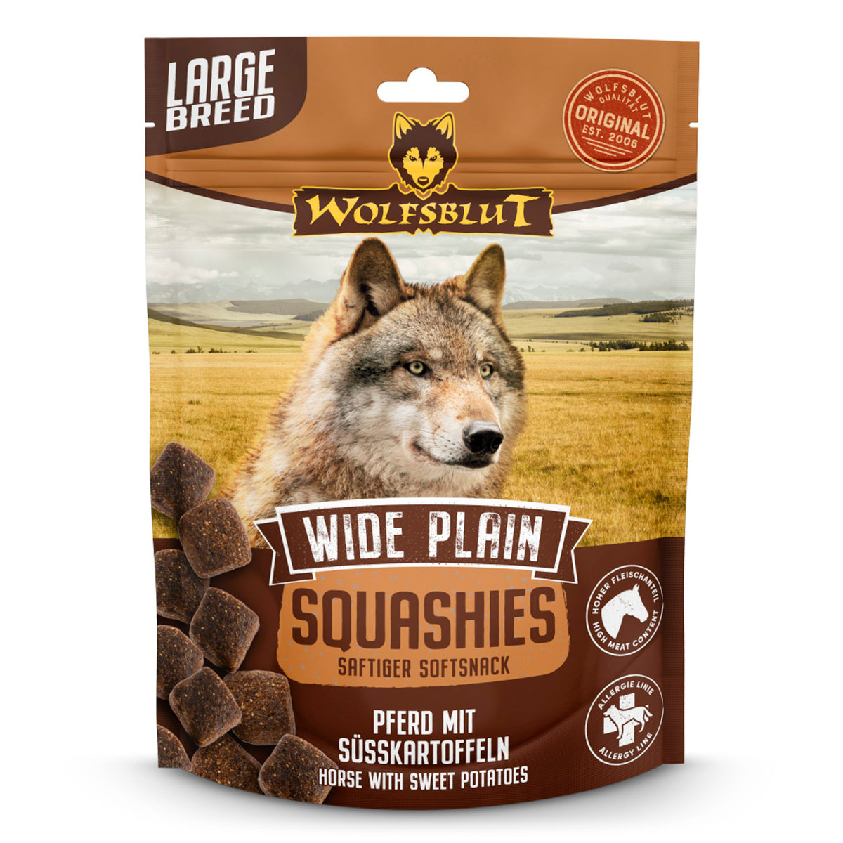 Wolfsblut Wide Plain Large Breed Squashies – Pferd mit Süsskartoffeln 300 g – Originalverpackung