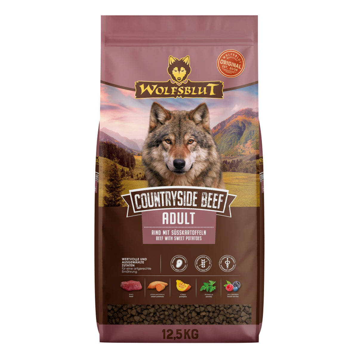 Wolfsblut Adult Countryside Beef – Rind mit Süsskartoffeln – Originalverpackung 12.5kg